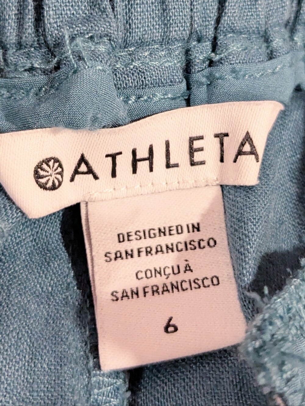 Athleta Playa Linen Wide Crop Pant In Borealis Green - Picture 6 of 7